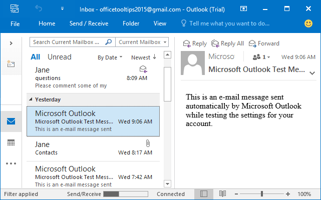 Right Layout in Outlook 2016