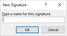 New Signature dialog box in Outlook 365