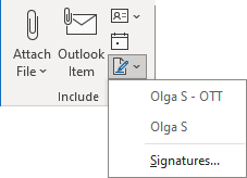 Insert signature in Classic ribbon Outlook 365
