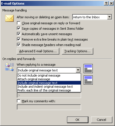 E-mail Options Outlook 2007