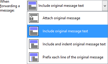 Forward Options in Outlook 2013