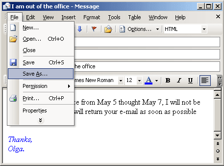 Reply E-mail in Outlook 2003