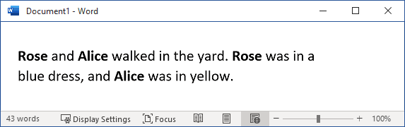 Text example to transposing words in Word 365