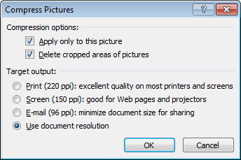 Compress picture in Word 2010
