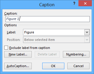 AutoCaption in Word 2013
