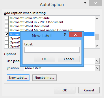 New Caption Label in Word 2013