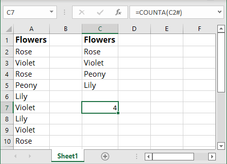 UNIQUE in another formula in Excel 365