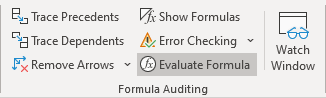 Evaluate Formula button in Excel 365