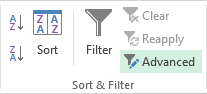 Sort and Filter in Excel 2013