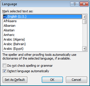 Language in Word 2010