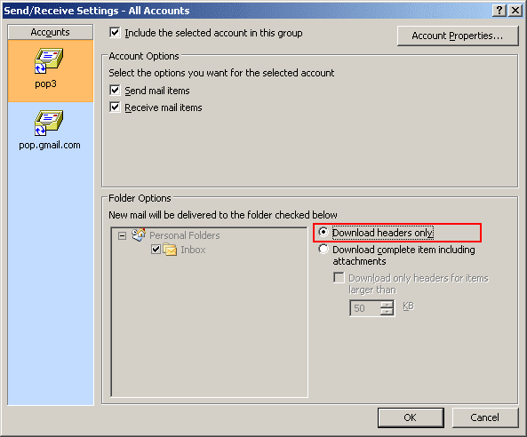 Send/Receive Settings in Outlook 2007