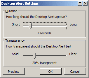 Desktop Alert Settings in Outlook 2007