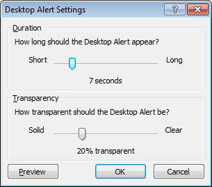 Desktop Alert Settings in Outlook 2010