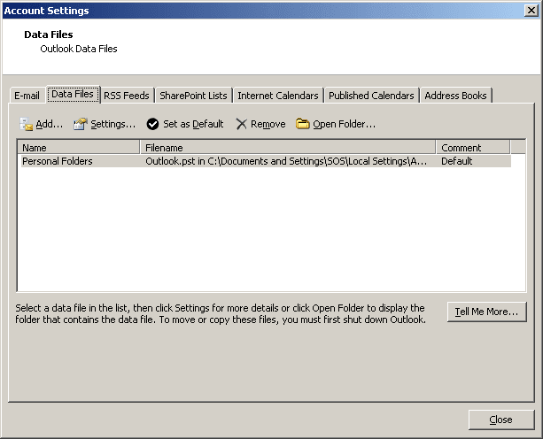 Outlook 2007 Data Files