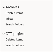 Folders list in Outlook 365