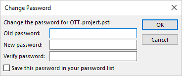 Change Password dialog box in Outlook 365