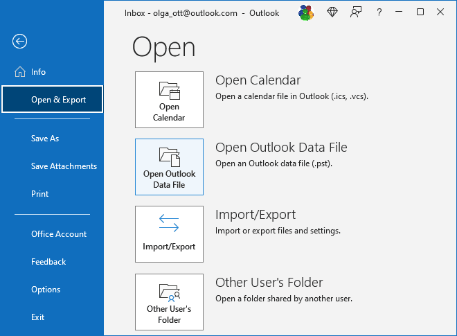 Open Outlook Data File in Outlook 365