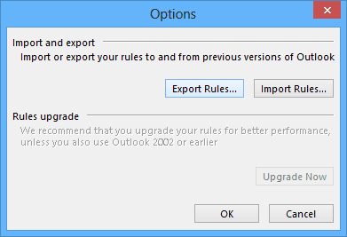Rules and Alerts Options in Outlook 2013