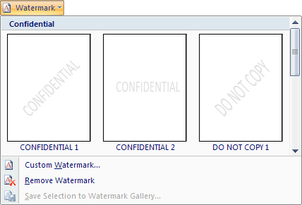Watermark Gallery in Word 2007