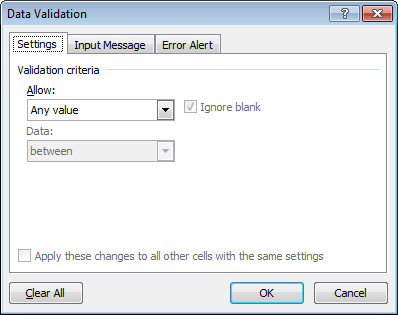 Data Validation in Excel 2010