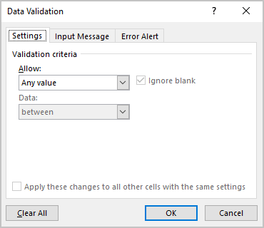 Data Validation in Excel 365