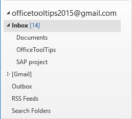 Total e-mails in Outlook 2016