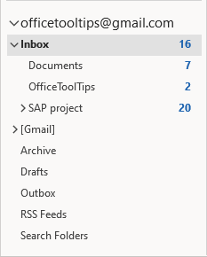 Number of Unread email messages in Outlook 365