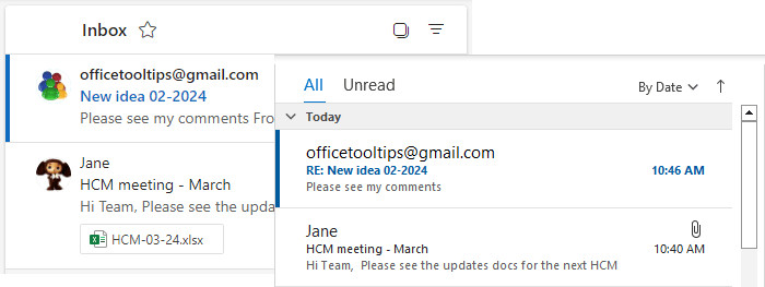 Read and Unread email messages in Outlook 365