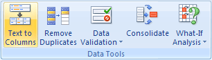 Data Tools in Excel 2007