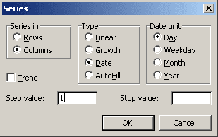Series in Excel 2003