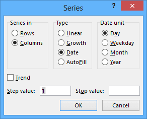 Series in Excel 2013