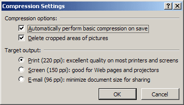 Compression Settings in Word 2007