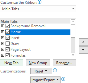 New Tab in Excel 365