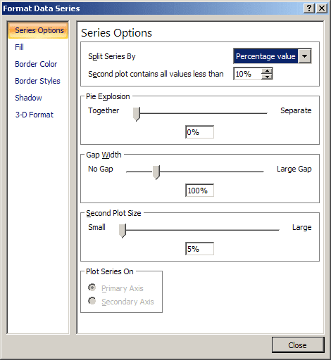 Format Data Series in Excel 2003