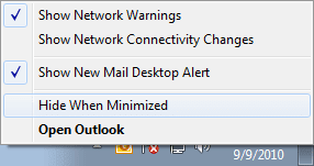 Outlook 2010 window settings