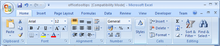 Display Minimized Ribbon in Excel 2007