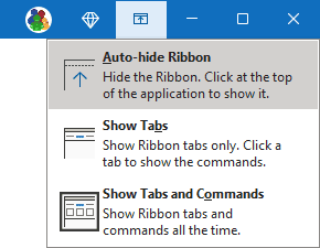 Auto-hide Ribbon - Ribbon displays options in Outlook 365