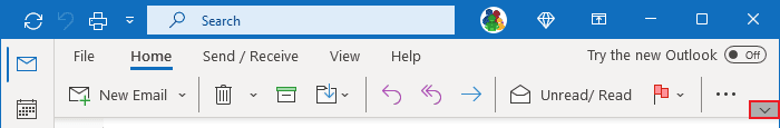 Switch Ribbons button in Outlook 365