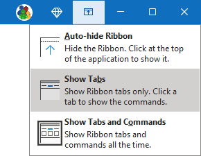 Show Tabs - Ribbon displays options in Outlook 365