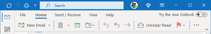 Temporarely minimized ribbon in Outlook 365