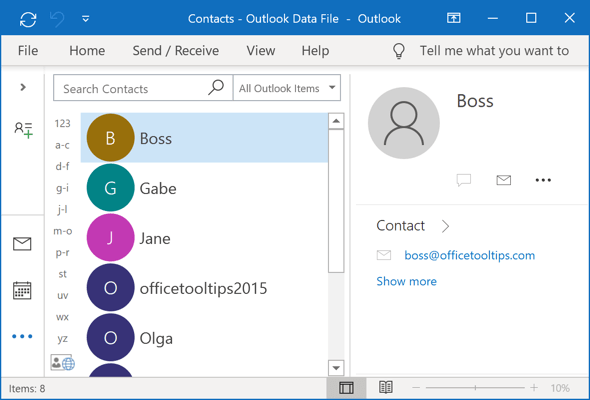 Contacts Outlook 365