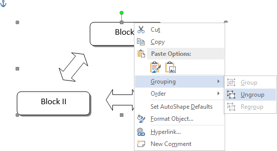 Grouping popup in Word 2013