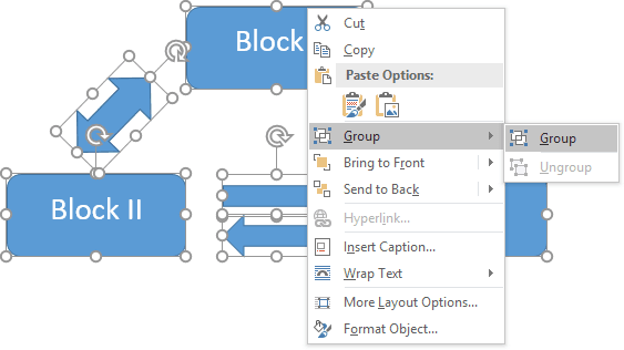 Grouping popup in Word 2016