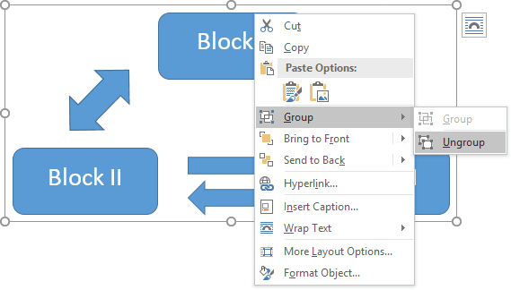 Grouping popup in Word 2016