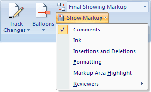 Show Markup in Word 2007