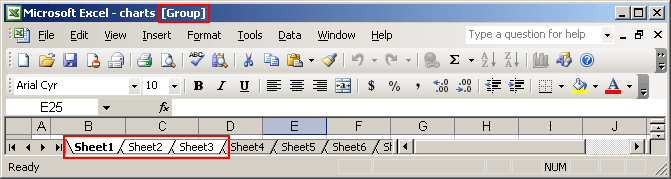 Grouped sheets in Excel 2003