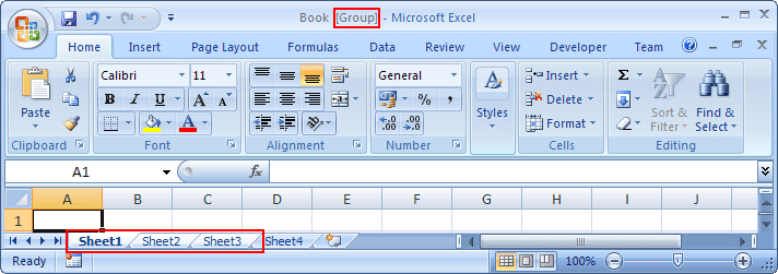Grouped sheets in Excel 2007