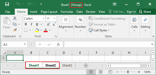 Grouping and ungrouping sheets