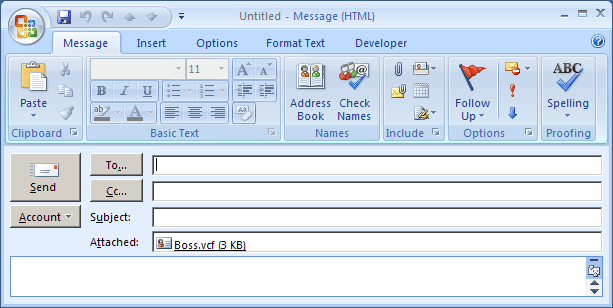 New message in Outlook 2007
