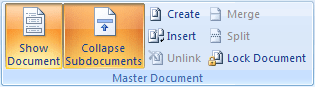 Master Document in Word 2007